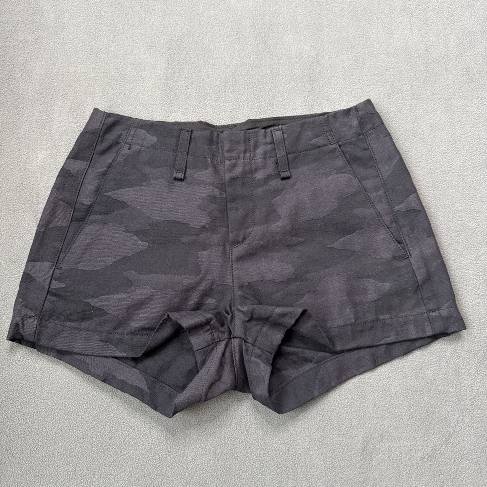 Rag & Bone Shorts Womens 25‎ Black 2" Camo Twill 100% Cotton Rigid Pockets